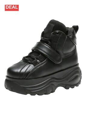 Goth Punk High Low Platform Chunky Sneakers Lace Up Velcro Dad Shoes